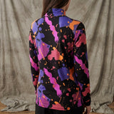 Pink Abstract-Splatter Jersey Knit, Cotton-Poly