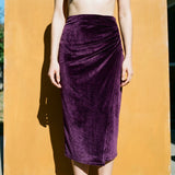 Cotton Polyester Stretch Velvet Fabric, 295 gsm — Purple, ref EF-253994