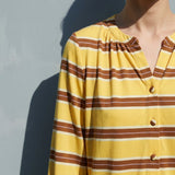 Yellow Horizontal-Stripe Jersey Knit, Poly-Viscose, 150 gsm