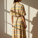 Cream Horizontal-Stripe Jersey Knit, Poly-Viscose, 180 gsm