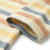 Cream Horizontal-Stripe Jersey Knit, Poly-Viscose, 180 gsm