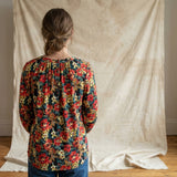 Red Floral Jersey Knit, Cotton-Modal