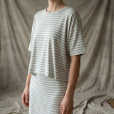 Light Grey Stripes Jersey Knit, Cotton-Modal