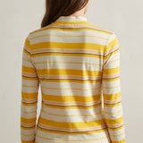 Yellow Horizontal-Stripe Jersey Knit, Cotton-Poly, 150 gsm