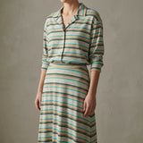 Blue Horizontal-Stripe Jersey Knit, Viscose, 190 gsm