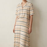 White Horizontal-Stripe Jersey Knit, Viscose, 160 gsm