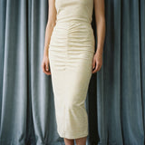 Cream Horizontal-Stripe Velvet, Polyester, 160 gsm