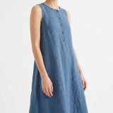 Blue Linen-Look, Polyester