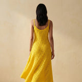 Yellow Openwork Pointelle Knit, Polyester