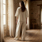 Polyester Stretch Linen-Look Fabric, 230 gsm, 160 cm — Beige
