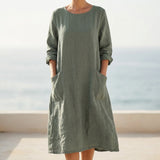 Green Marl Linen-Look, Polyester, 100 gsm