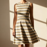Grey Horizontal-Stripe Knit, Metallic-Poly
