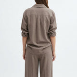 Brown Marl Linen-Look, Polyester