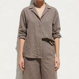 Brown Marl Linen-Look, Polyester