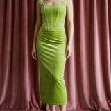 Polyester Stretch Velvet Fabric, 260 gsm, 190 cm — Green, ref EF-255099