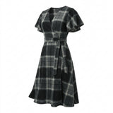 Dark Grey Plaid Fleece, Polyester, 180 gsm