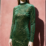 Green Horizontal-Dash Velvet, Polyester