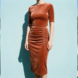 Terracotta Brushed Velvet, Polyester
