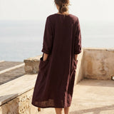 Linen-Look Fabric, 200 gsm, 160 cm — Brown