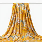 Yellow Floral Jersey Knit, Viscose, 170 gsm