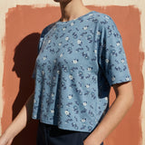 White Floral Jersey Knit, Modal, 155 gsm