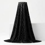 Polyester Stretch Lace Fabric, 190 gsm, 150 cm — Black