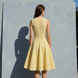 Light Yellow Openwork Pointelle Knit, Poly-Cotton, 300 gsm