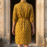 Black Dots Woven, Viscose-Linen, 215 gsm