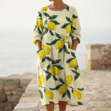 Yellow Leaves Woven, Viscose-Linen