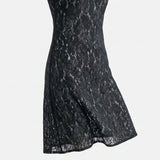 Black Abstract-Floral Lace, Nylon-Cotton