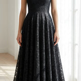Black Abstract-Floral Lace, Nylon-Cotton