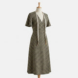 Black Check Interlock Knit, Poly-Viscose, 330 gsm