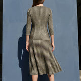Black Check Interlock Knit, Poly-Viscose, 330 gsm