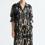 Black Abstract Linen-Look, Polyester