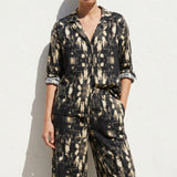 Black Abstract Linen-Look, Polyester
