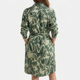 Dark Green Abstract Linen-Look, Polyester