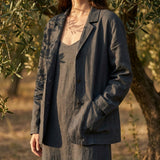 Blue Linen-Look, Polyester