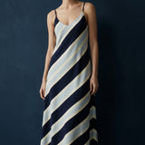 Navy Horizontal-Stripe Ponte Knit, Viscose