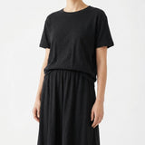 Yarn-Dyed Linen Cotton Jersey Knit Fabric, 190 gsm, 150 cm — Black