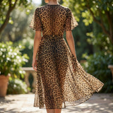 Brown Leopard Mesh, Polyester