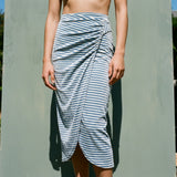 Blue Horizontal-Stripe Velvet, Polyester
