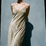Cream Horizontal-Stripe Velvet, Polyester, 280 gsm