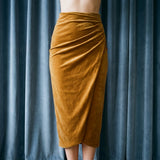 Polyester Stretch Velvet Fabric, 340 gsm, 185 cm — Khaki