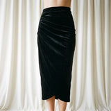 Polyester Cotton Stretch Velvet Fabric, 380 gsm, 170 cm — Black