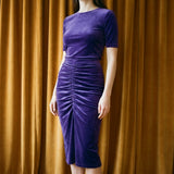 Polyester Stretch Velvet Fabric, 200 gsm, 160 cm — Purple