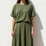 Green Marl Jersey Knit, Poly-Linen