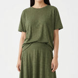Green Marl Jersey Knit, Poly-Linen