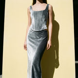 Light Grey Marl Velvet, Poly-Viscose