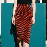 Orange Stripes Velvet, Polyester