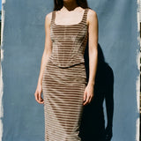 Cream Stripes Velvet, Polyester, 270 gsm, 183 cm, ref EF-259659